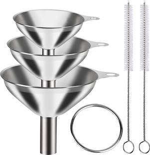 Zibuyu 3Pcs Metal Stainless Steel Funnel, Large Small Funnel Set of 3 Iron Funnel