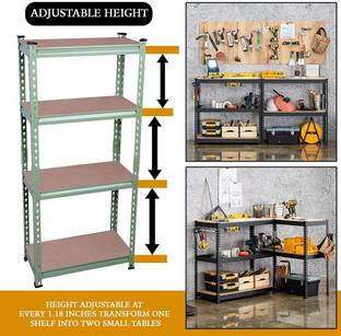 Star Work 4 SECTION (4'6"X 2'X 1' FT) METAL SHELVING ADJUSTABLE STORAGE RACK Iron, Wooden Wall Shelf
