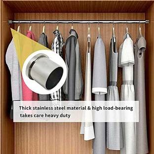 Volo Stainless Steel Round Closet Rod with End Supports 19 mm (Size : 3 ft.) Hanger Holder