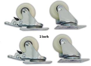 Nisma Engineering 2-inch Nylon PP Castor Wheels (2 Swivel & 2 Break | 360-Degree Rotating) Swivel Furniture Caster