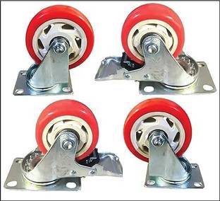 Nisma Engineering 4-inch PVC Caster With Double Bearing 2 Swivel 2 Break 360-degree Rotating Swivel Furniture Caster