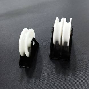 FapBadri Single and Double Pulley for Cloth Drying Stand, MS Base with PVC Swivel Furniture Caster