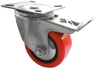 Implemental PU Plate Type Trolley Wheel With Break 6 X 2 INCH Rubber Furniture Caster
