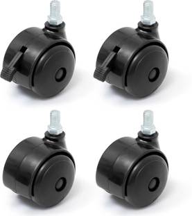 Livzing Plastic 2 Lockable Wheels & 2 Non-Lockable Wheels-360°- M6x 8 mm Threaded Braking and Locking Furniture Caster