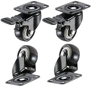 GALAXY ENTERPRISE 1.5" Heavy Duty Caster Wheels Soft PU Swivel Caster (2 with Brakes & 2 Without) Swivel Furniture Caster