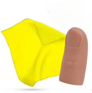 MYSTIFY MAGIK Thumb Tip Magic Tricks with 6 yellow Inch Silk | Fake Thumb Tip Silk Magic thumb Gag Toy