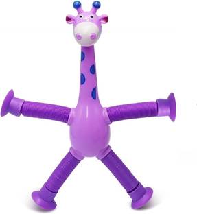 ParshvGroups Telescopic Suction Cup Giraffe Toy, Pop Tubes Fidget Toys, (Pack of 1 ) Shape Changing Stretch Giraffe Toy Gag Toy