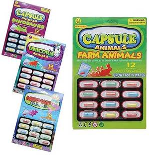 CrazyBuy Magic Capsule Creatures Grow in Water Soft Animal Magic Capsules (pack of 4) GROW IN WATER Gag Toy