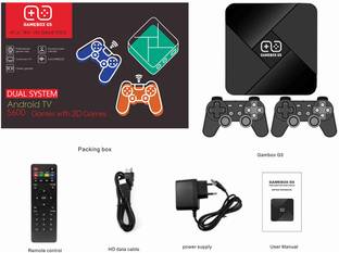 PTCMart Gamebox Hd 4K G5 Video Console Retro Games With Tv Android Wireless Controller 64 GB with CPS FC GB GBA GBC MD SFC N64 PS1 ATARI, 30,000+ built-in games
