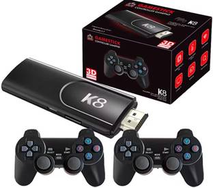 Playtastic K8 Game Stick Retro Game Console 4K HD 2.4G Wireless Controller 128 GB with Plug & Play TV Gaming Box, 2 Wireless Controllers