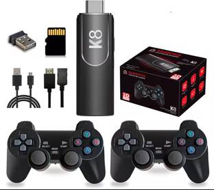 Playtastic K8 Game Stick 40000+ Inbuilt Games 64 GB with Retro Classic 3D video game console with, 2 Wireless Controllers
