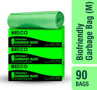 Beco Eco-Friendly Garbage Bags |19" x 21"| Medium-15Bags x 3 Rolls | Dry & Wet Waste Medium 1 L Garbage Bag  Pack Of 90