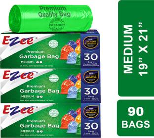 EZEE Dustbin Bag|19'' x 21''|30Bagsx3Roll|Leak-Proof & 2X Strong|For Dry & Wet Waste Medium 40 L Garbage Bag  Pack Of 90