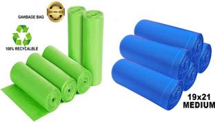 ASCREATION 100% BIODEGRADABLE DUSTBIN COVER(5 BLUE+ 5 GREEN = 10 ROLL,30X10=300 BAG) Medium 12 L Garbage Bag  Pack Of 300