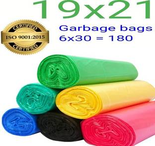 BRUZZLINE Blue,Yellow,Ocean Green,Pink,Black,Green Biodegradable pack of 6(180 Bags) Medium 15 L Garbage Bag  Pack Of 180