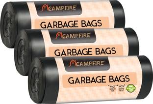 कैंपफायर Medium Trash Bags,19 X 21 Inches Eco-Friendly,Extra Strong Unscented,(Black) Medium 10 L कचरे का बैग