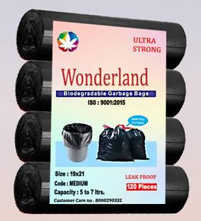 WONDERLAND 120 Garbage bags, / Dustbin bags Size -19X21 Medium 9 L Garbage Bag  Pack Of 120