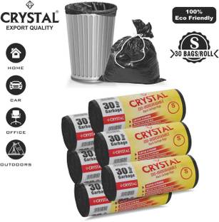 CRYSTAL Biodegradable on Roll 17 x 19 Black - 30 Pcs x 6, Small 20 L Garbage Bag  Pack Of 180
