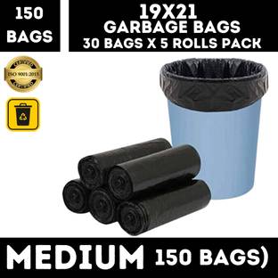 GARBEX Garbage Bags, Medium - (19 x 21 Inches) - 30 Bags/Roll, 150 Count Medium 15 L Garbage Bag  Pack Of 150