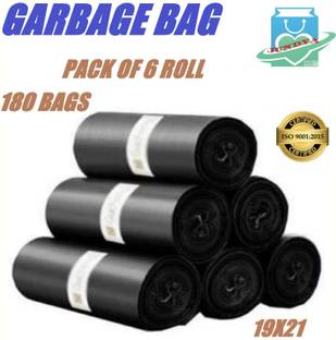 JUNDYA Biodegradable Black Garbage Bag -19x21(6X30=180 Pcs)Medium 12 L Garbage Bag Medium 12 L Garbage Bag  Pack Of 180