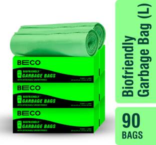 Beco Eco-Friendly Garbage Bags |24" x 32"|Large - 15Bags x 6 Rolls | Dry & Wet Waste Large 1 L Garbage Bag  Pack Of 90