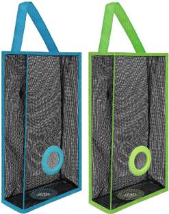Esselkay Ceramic Plastic Bag Storage Dispenser Mesh Reusable Trash Bag with Wall Mount Storage Basket