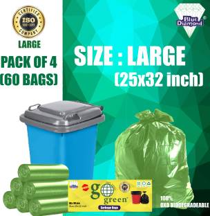 Blue Diamond Dustbin / Trash Biodegradable 4 Rolls (25 X 32 Inch) Large 70 L Garbage Bag  Pack Of 60