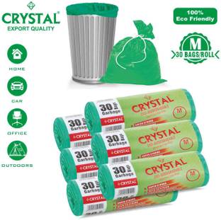 CRYSTAL Biodegradable on Roll 19 x 21 Green - 30 Pcs x 6, Medium 25 L Garbage Bag  Pack Of 180