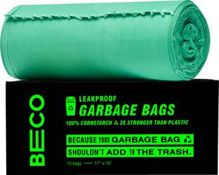 Beco Eco Friendly Compostable Garbage Bags for Dustbin|17 X 19 Inches Small 1 L Garbage Bag  Pack Of 15