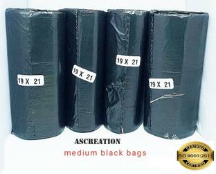 ASCREATION Biodegradable Black Garbage Bag -19X21 -MEDIUM -Pack of 4(120Bag ) Medium 12 L Garbage Bag  Pack Of 120