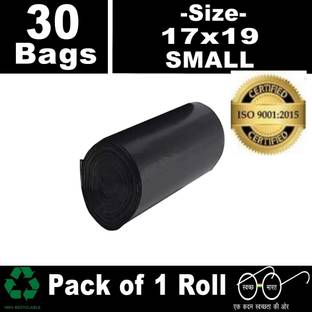 SAISWAR Black Dustbin Covers 100% Biodegradable 7 L -17x19 inch(Pack of 1,30 Pcs,Small) Small 7 L Garbage Bag  Pack Of 30