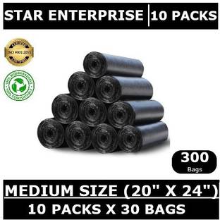 Star Enterprise Black Biodegradeable Garbage Bags - 20 Inch X 24 Inch Medium 30 L Garbage Bag  Pack Of 300