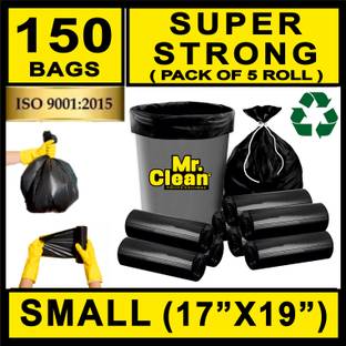 MCP Biodegradable Garbage Bag(17 X 19 Inch)Black- Pack of 5| Disposable Dustbin Bag Small 12 L Garbage Bag  Pack Of 150