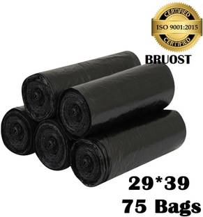 BRUOST Biodegradable Garbage Bag-29x39 Inch(XL)15Bags per Roll 60-80 L(75Bag) XL 60 L Garbage Bag  Pack Of 75