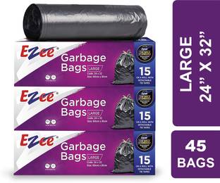 EZEE Dustbin Bag|24'' x 32''|15Bagsx3Roll|Leak-Proof & 2X Strong|For Dry & Wet Waste Large 60 L Garbage Bag  Pack Of 45