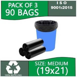 MJ Exim A_1234 ! $ # { black 3 PACK } 90 trAsh BAGS. Medium 13 L Garbage Bag  Pack Of 90