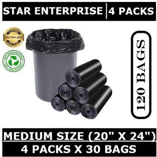 Star Enterprise 4 Pack (120 Pieces) Black Biodegradable Garbage Bags Medium 20 L Garbage Bag  Pack Of 120