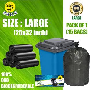 Smile Dustbin Plastic Bag Extra Large Covers Oxo Biodegradeable 70 L (15Bag ) Large 70 L Garbage Bag  Pack Of 15