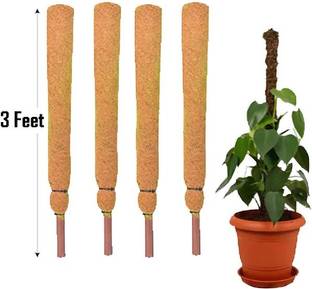 GrowRich Coco Pole Coir Moss Stick 3 Feet Pack of 5 Pieces for Money Plant Support, Garden Mulch