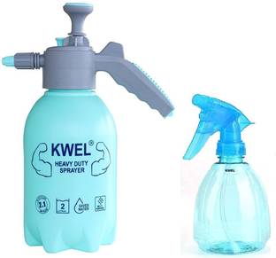 KWEL Heavy Duty Plastic Sprayer with 500ml Multi Spray Bottle (Blue, Transparent) Multipurpose Plastic Unbreakable Sprayer Pressure Pump for Home, Garden, Fertilizers (Combo of 2) Capacity 2.2 L 2.2 L Hose-end Sprayer