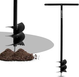 krufe Heavy Duty Post Hole Hand Auger (Dual Blade, Garden Tool Kit