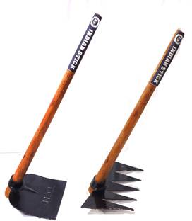 JCT AGRICO IRON STEEL SPADE SPADE,IRON STEEL RAKE WITH WOODEN HANDLE (70,70CM) Garden Tool Kit