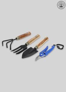 AGT Tool Set Big Trowel, Hand Fork, Hand Rake & Pruner/Cutter for Garden Tool Kit