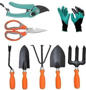 MEENA ENTERPRISES Combo of 8 Tools for Home Garden,5Ps Garden Tool,Gardening Cutter,Scissor&Hand Garden Tool Kit