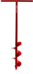 krufe Heavy Duty Post Hole Hand Auger (Long Blade, Red) Garden Tool Kit