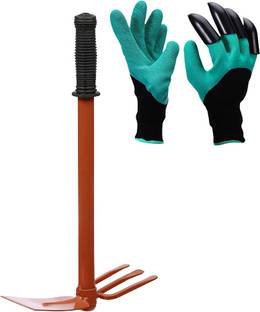 GREEN TOUCH Home Gardening tools items combo, Two In Hoe and weeder tool, n gloves clown Garden Tool Kit