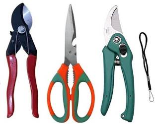 AARAV Grdaen Shear, Pruner Cutter and Garden Scissor Gardening Cut Tools (Set of 3) Garden Tool Kit