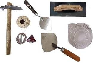 Implemental Mason Tools Combo(Gurmala, Tesi Hammer, Mason Thread, 3/4" Plumbo, Mansola Garden Tool Kit
