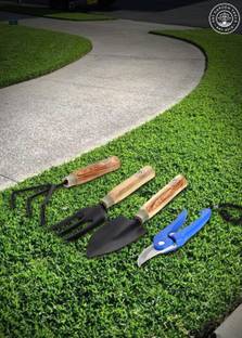 AGT Tool Set Big Trowel, Hand Fork, Hand Rake & Pruner/Cutter for Gardening Garden Tool Kit