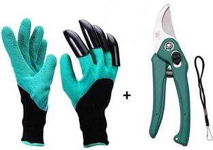 EGoodz Pruning Shears Set Stainless Steel Garden Shears, Including Waterproof Garden Gloves with Claw Tools for Digging, Weeding, Seeding, Poking and Cutting for Home and Garden Use Garden Tool Kit